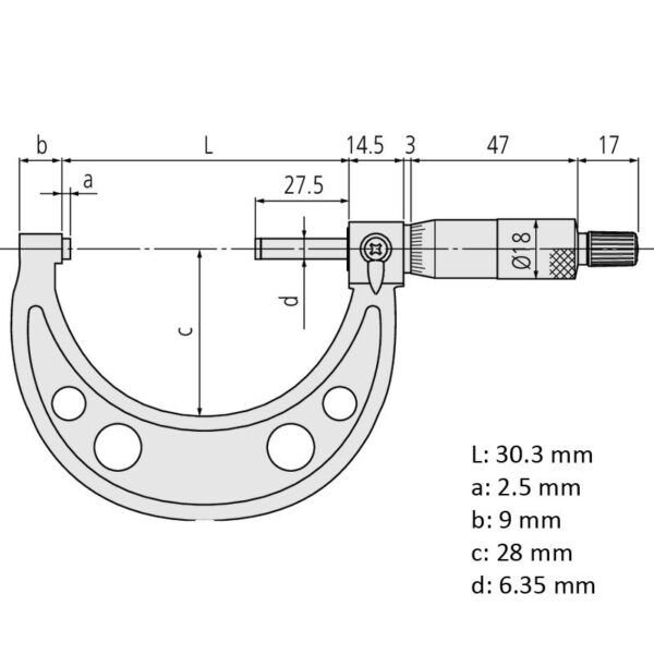 Mitutoyo 103-177 (0.001″) Ratchet Stop Economy Design Micrometer 0-1″ - Image 2