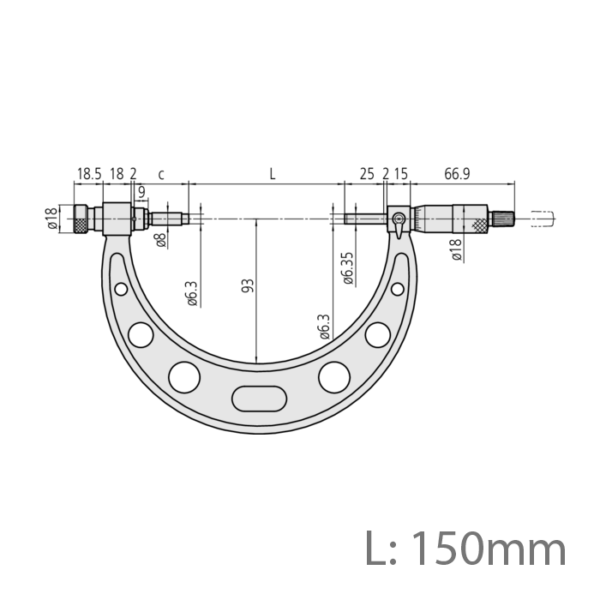 Mitutoyo 104-136A (0.01mm) Analogue Micrometer Interchangeable Anvil 150-300mm - Image 2
