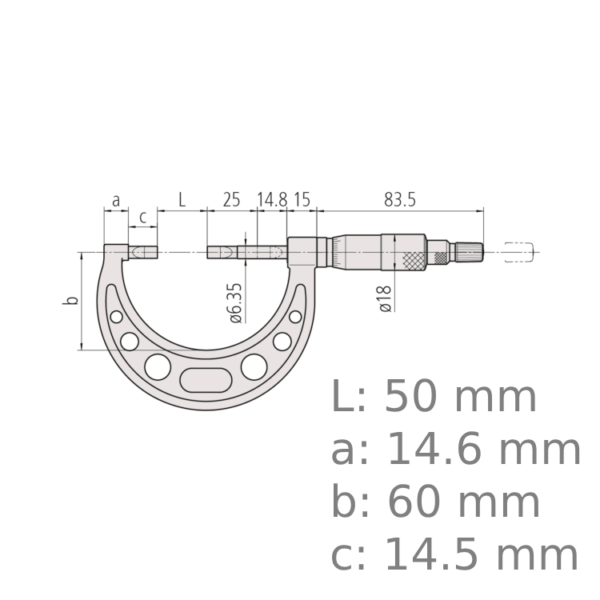 Mitutoyo 122-103-10 (0.01mm) 0.75mm Steel Blade Micrometer 50-75mm - Image 2