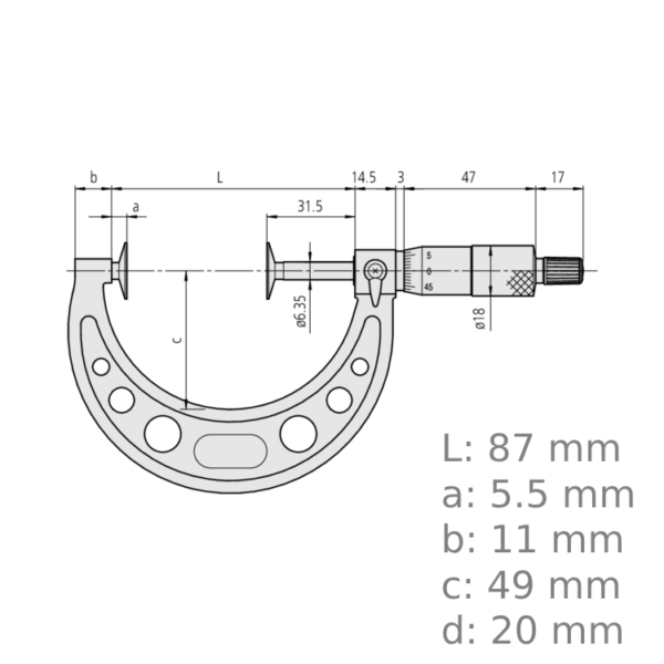 Mitutoyo 123-103 (0.01mm) 20mm Disc Micrometer Hardened Steel Disks 50-75mm - Image 3