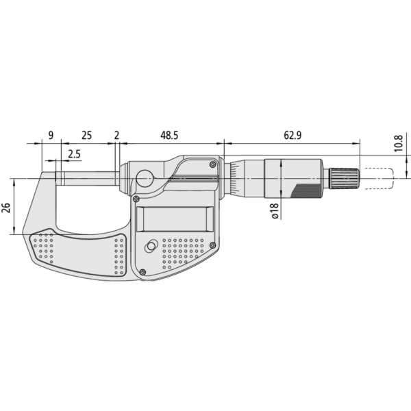 Mitutoyo 293-831-30 Digital Micrometer 0-25mm (0-1″) - Image 3