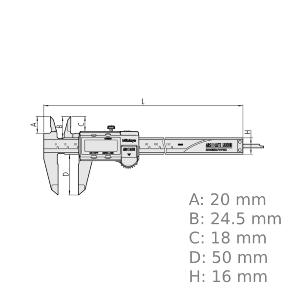 Mitutoyo 500-172-30 ABSOLUTE Digimatic Caliper SPC Data Output 0-200mm, 0-8″ inch - Image 2
