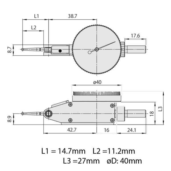 Mitutoyo 513-401-10E Horizontal Basic Set Test Indicator: 0.14mm - Image 2