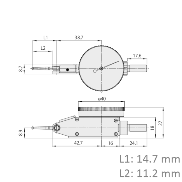 Mitutoyo 513-471-10E (0.001mm) Dial Test Indicator 8mm Basic Set Standard 0.14 mm Ruby Tip - Image 2