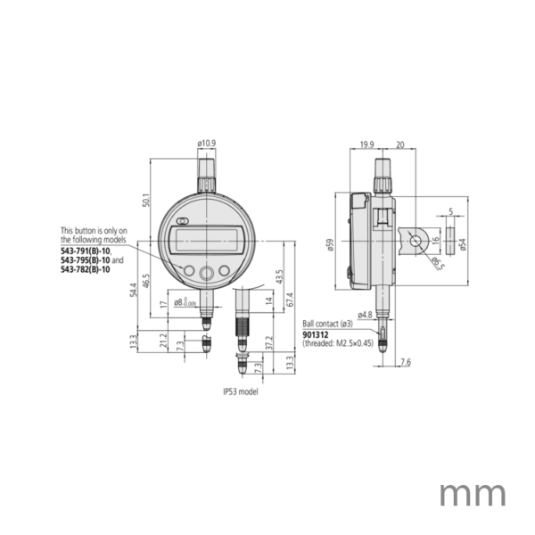 Mitutoyo 543-790-10 (0.001mm) IP42 Lug Back Digital Indicator ID-S 0-12.7mm - Image 3