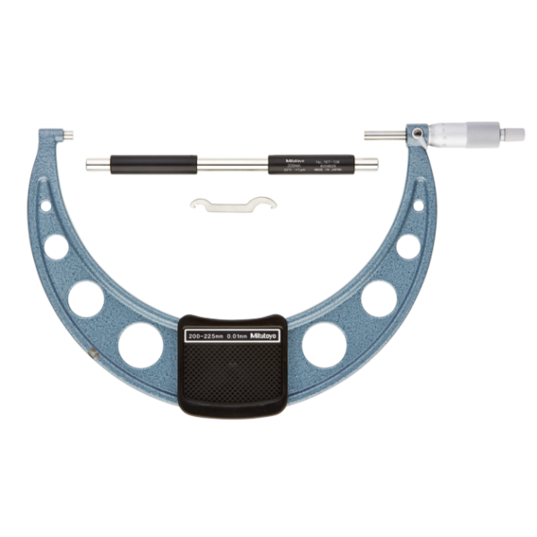 Mitutoyo 103-145-10 (0.01mm) outside Micrometer 200-225mm, Ratchet Stop Feature