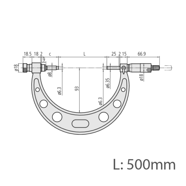 Mitutoyo 104-144A (0.01mm) Outside Micrometer Interchangeable Anvil 500-600mm - Image 3