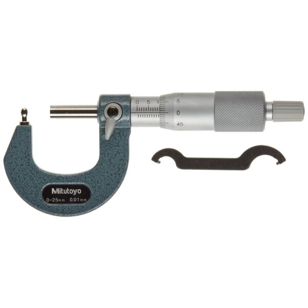 Mitutoyo 115-308 Spherical Anvil Flat Spindle Tube Micrometer 0-25mm,0.01mm