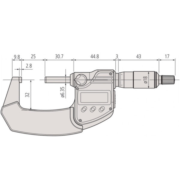 Mitutoyo 293-345-30 Digital Micrometer IP65, Inch/Metric Range 1 - 2" (25 - 50 mm) |Ratchet Thimble - Image 2