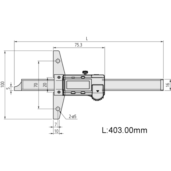 Mitutoyo 571-203-30 (0.01mm) ABSOLUTE Metric Digimatic Depth Gauge 0-300mm - Image 2