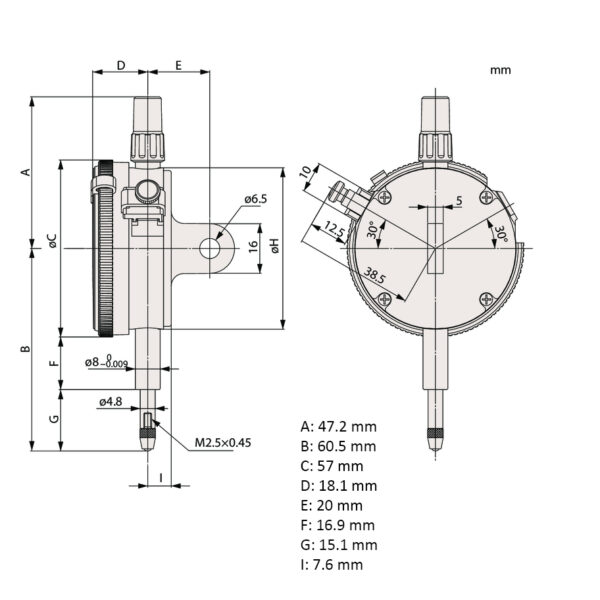Mitutoyo 2109A-10 (0.001mm) Dial Indicator Lug Back Jeweled Bearing Shockproof 0-1mm - Image 2