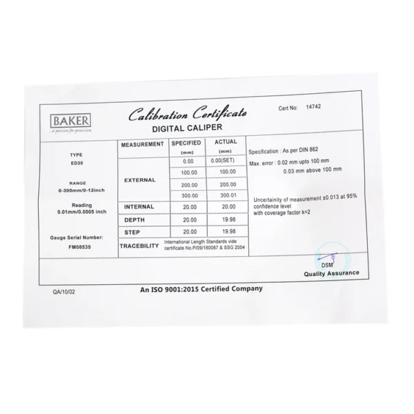 Baker ED30 Digital Vernier Caliper 0-300 mm with OEM Calibration certificate - Image 5