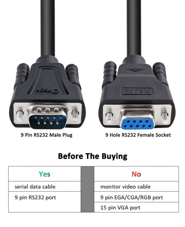 Vimkan DB9 RS232 Serial Cable Male to Female Null Modem Cord Full Handshaking 7 Wire Crossover for Data Communication Computer Switch Router (3M) - Image 5