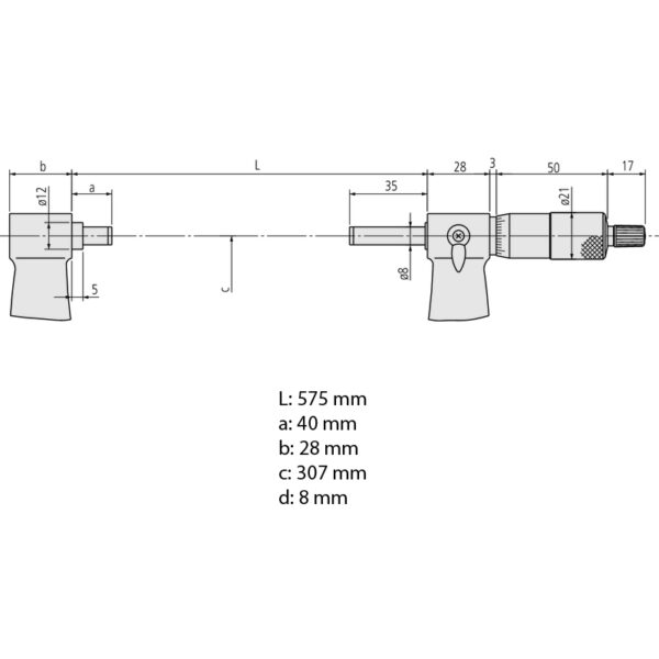 Mitutoyo 103-157 (0.01mm) Ratchet Stop Economy Design Micrometer 500-525mm - Image 2