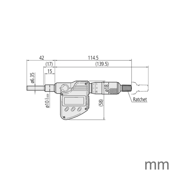 Mitutoyo 350-251-30 (0.001mm) Digital Micrometer Head with 10mm Plain Stem 0-25mm - Image 3