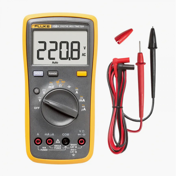 Fluke 15B+ Digital Multimeter 600V (Complete pack with TL75 test leads with two caps, User’s manual) - Image 2