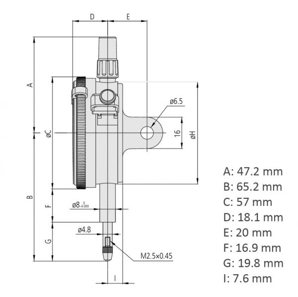 Mitutoyo 2046A Lug Back ISO Type Dial Indicator 0-10mm (0.01mm) - Image 2
