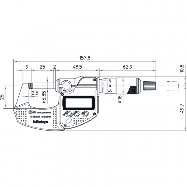 Mitutoyo 293-230-30 Digimatic Micrometer Metric IP65 SPC Data Output 0-25mm - Image 3
