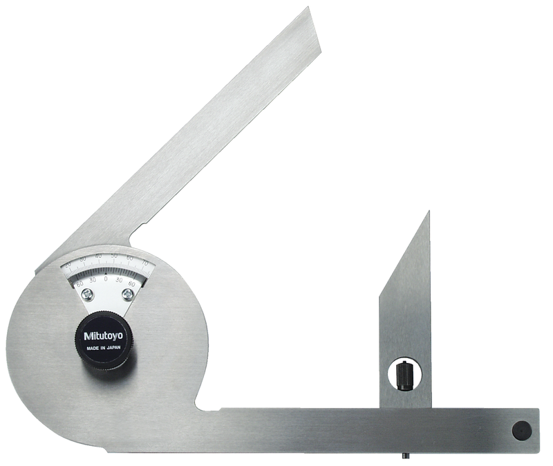 Mitutoyo 187-201 Stainless Steel Bevel Protractor, 1 Degree Main Scale, 5 Minute Vernier Scale Graduation - Image 2