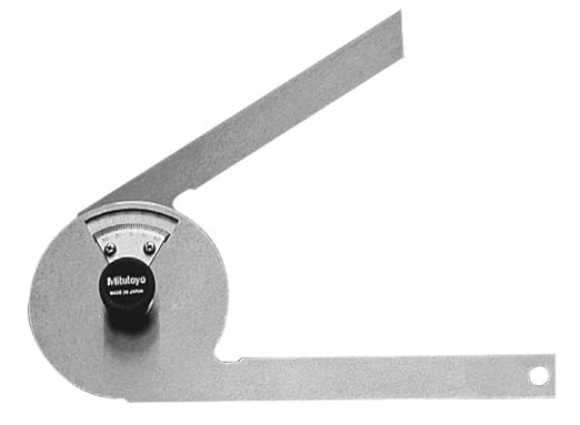 Mitutoyo 187-201 Stainless Steel Bevel Protractor, 1 Degree Main Scale, 5 Minute Vernier Scale Graduation
